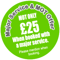 MOT Only £25 when booked with a major service.