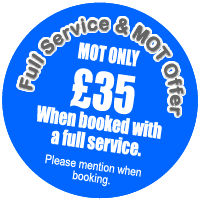 MOT Only £35 when booked with a full service.